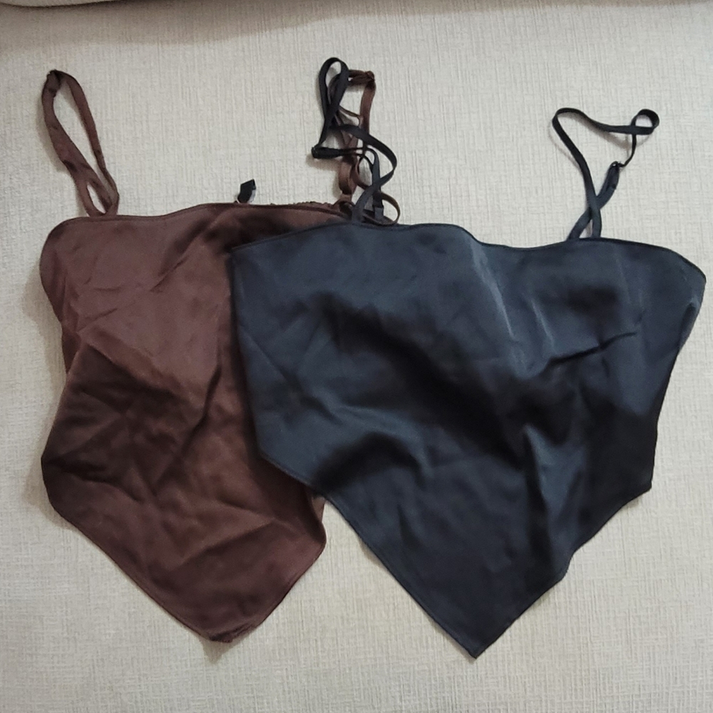 Two crop tops satin Small